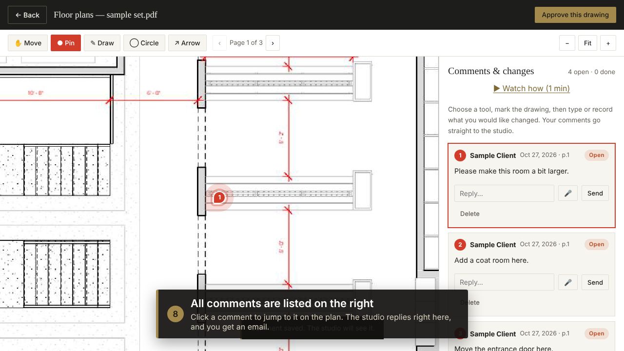 Step 8: All comments are listed on the right