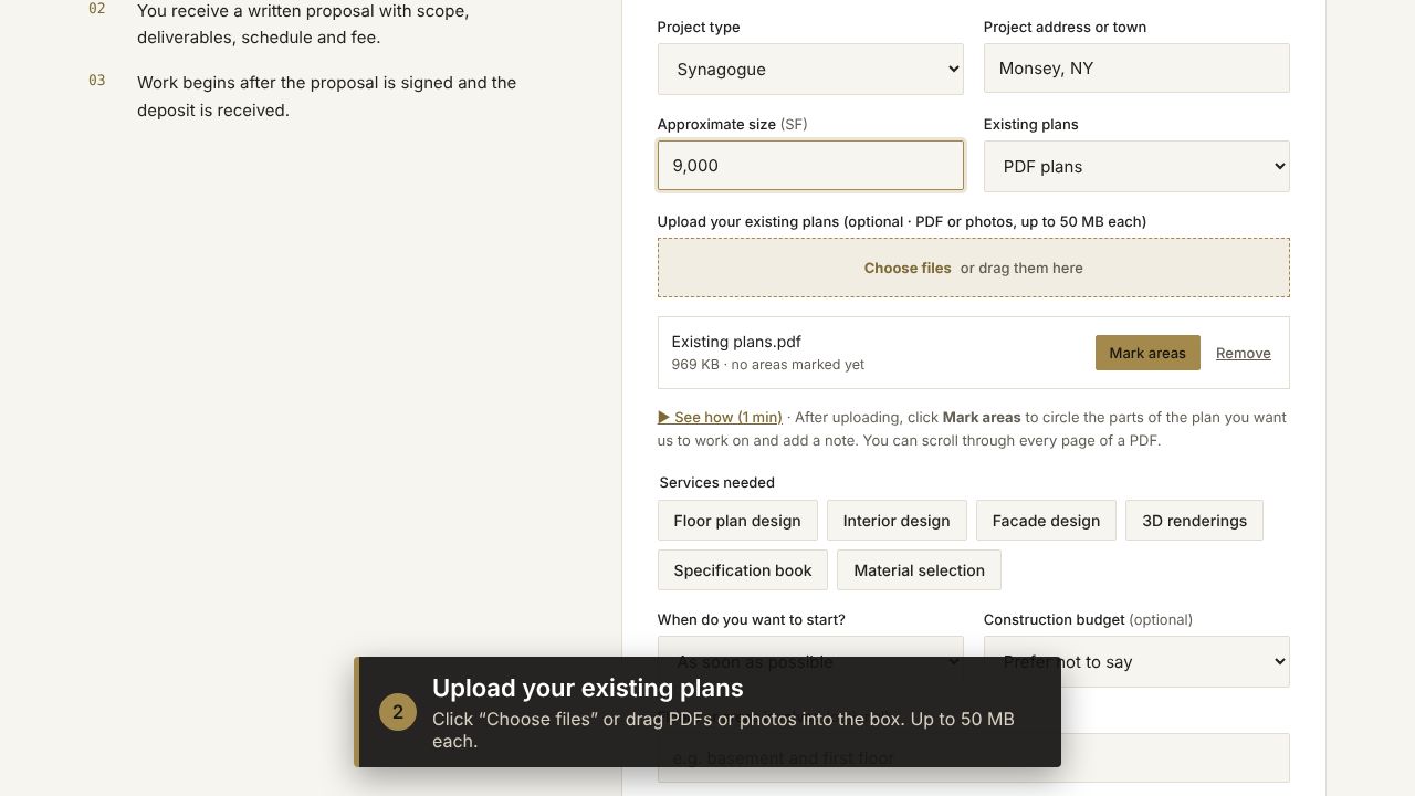 Step 2: Upload your existing plans
