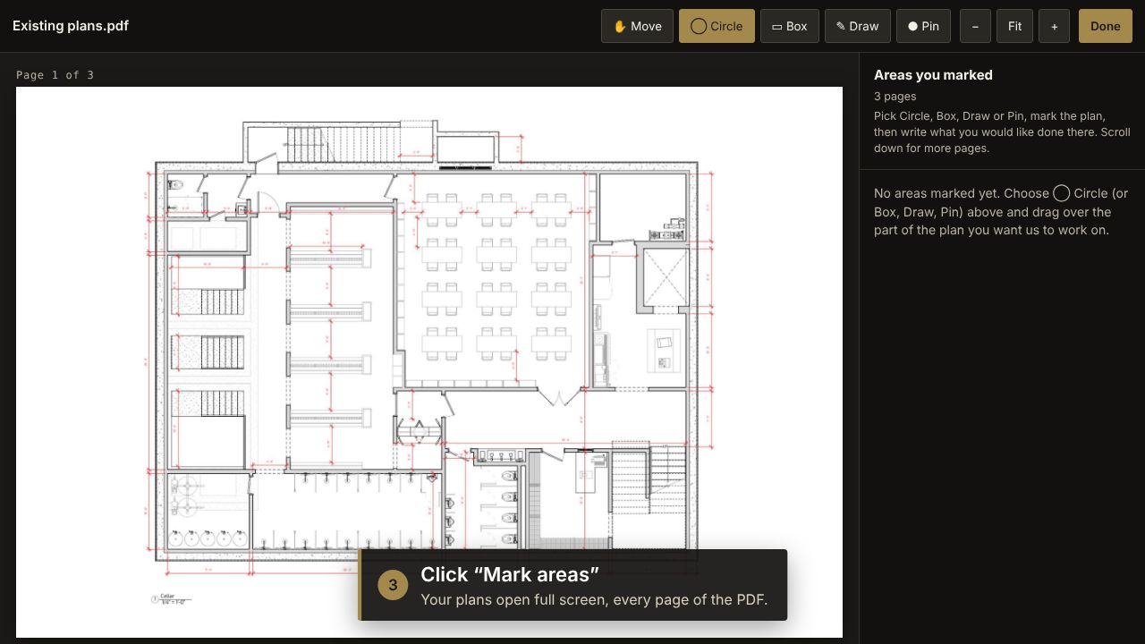 Step 3: Click “Mark areas”